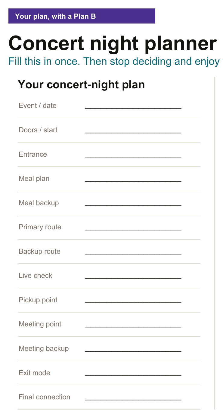 Concert Night Planner preview